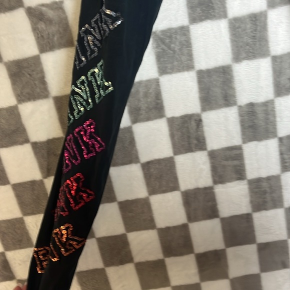 Vintage Y2K Pink Victoria secret leggings XS with rainbow rhinestones - Picture 6 of 9